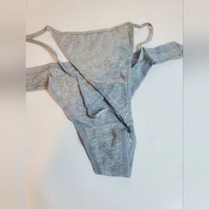 New Victorias Secret  XL Thong Panty Panties Gray  v-string lot of 2